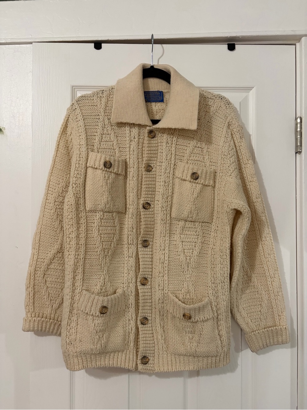 Pendleton Cream Cable Knit Cardigan Jacket